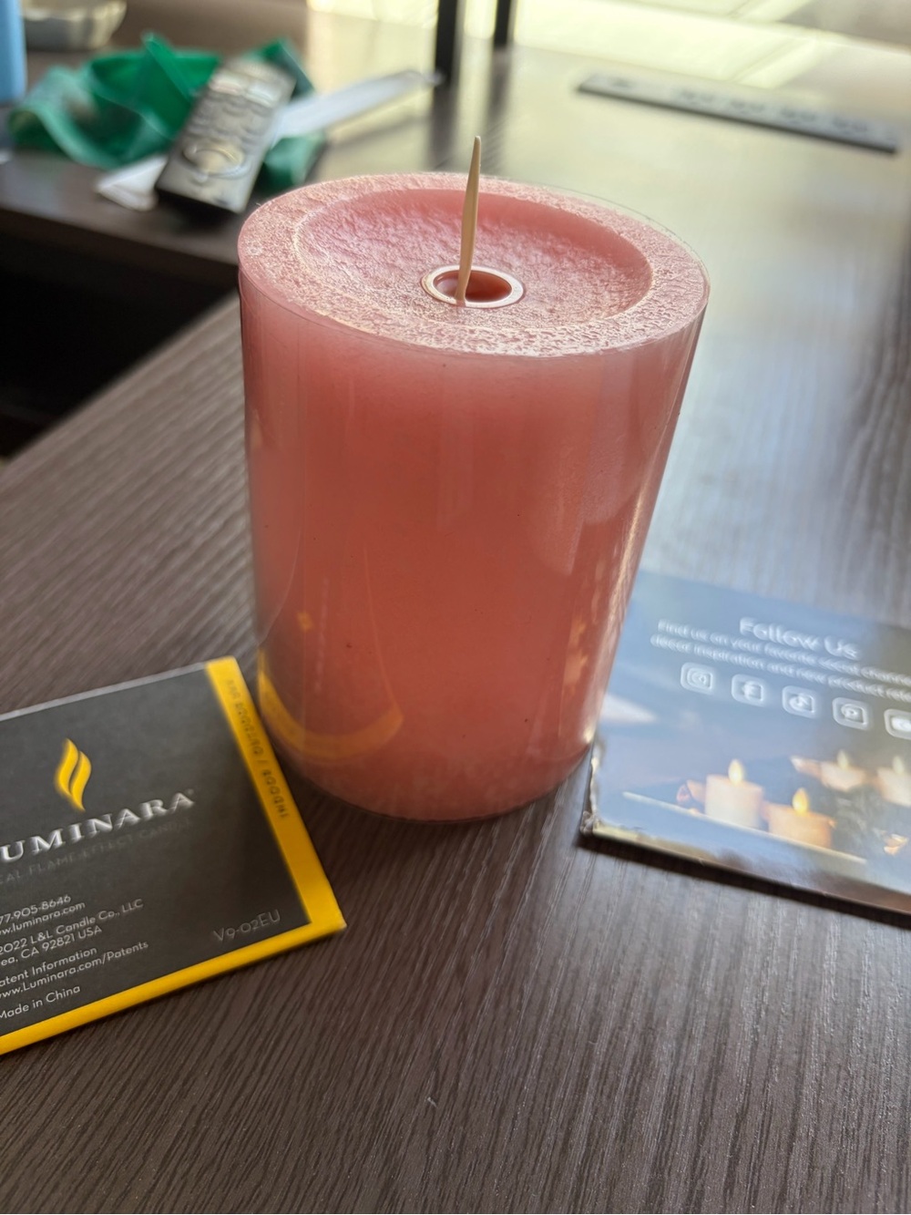 Pink Pillar Candle - Flameless Look